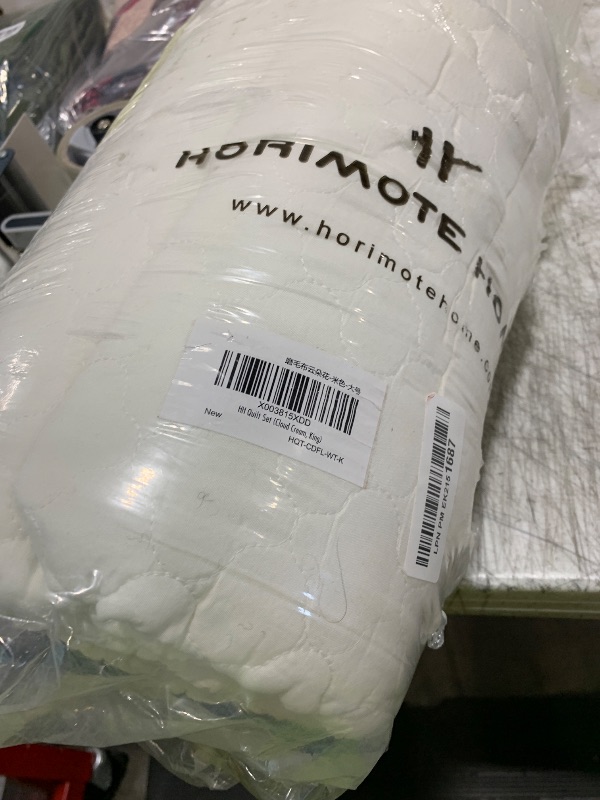 Photo 1 of HORIMOTE HOME Cream Quilt King Size, Lightweight Quilt for Summer Ultra-Soft Microfiber Modern Style Quilted Clouds Pattern Bedspread Quit Set 3 Pieces (1 Quilt and 2 Pillow Shams)