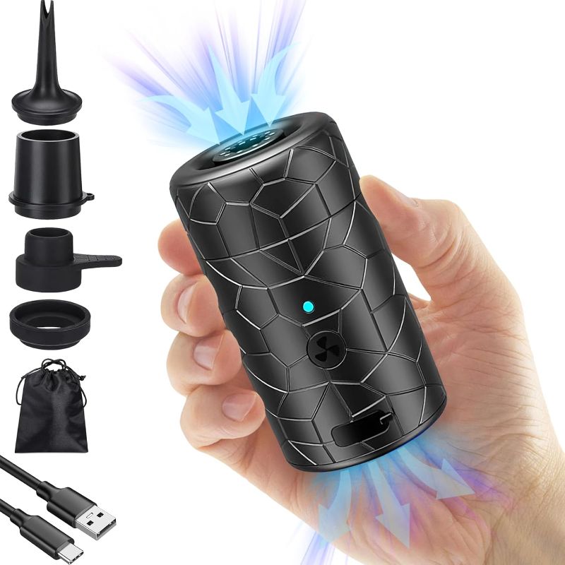 Photo 1 of Portable Air Pump [2-in-1] Mojimdo 4000mAh Rechargeable Mini Air Pump for Inflatables, 300L/Min Inflate and 4.5kPa Deflate for Pool Floats Air Bed Mattress Swimming Ring Vacuum Storage Bags