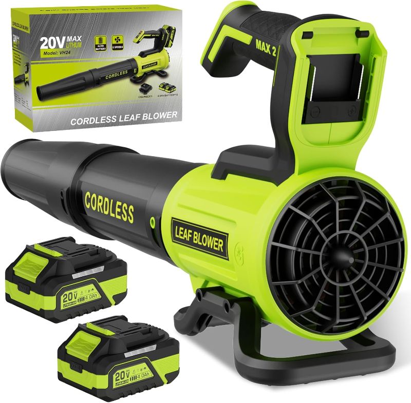 Photo 1 of Leaf Blower Cordless with 2× 4.0Ah Batteries and Charger, 560CFM & 180MPH Lightweight Leaf Blower, 2 Speed Electronic Control, 20V Electric Blower for Driveway, Lawn & Yard Care
