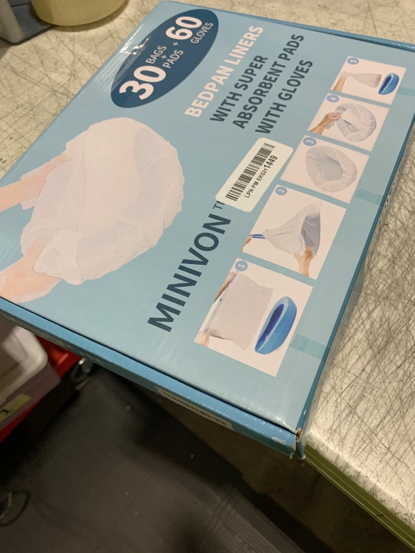 Photo 1 of MINIVON Bedpan Liners with Super Absorbent Pads - Value Pack 30 Count - Bed pan Bag Disposable Pulling String, Medical Grade & Universal Fit Bed Pan, for Bedridden Patients, Elderly Senior, Bedbound