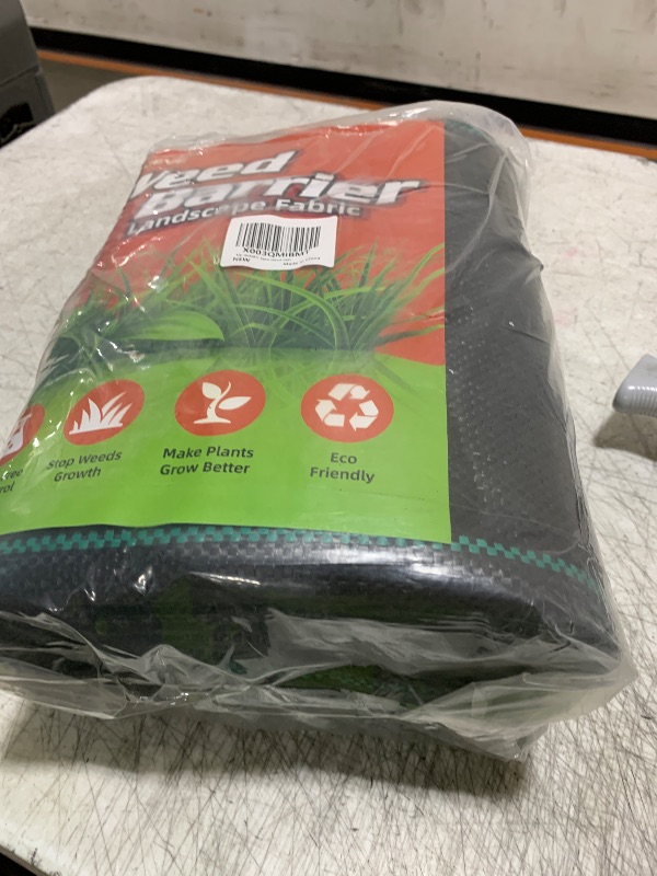 Photo 1 of LAVEVE 4FT x 100FT Weed Barrier Landscape Fabric, 3.2oz Premium Heavy Duty Garden Cloth, Ground Cover for Gardening, Farming with 30 U-Shaped Securing Pegs