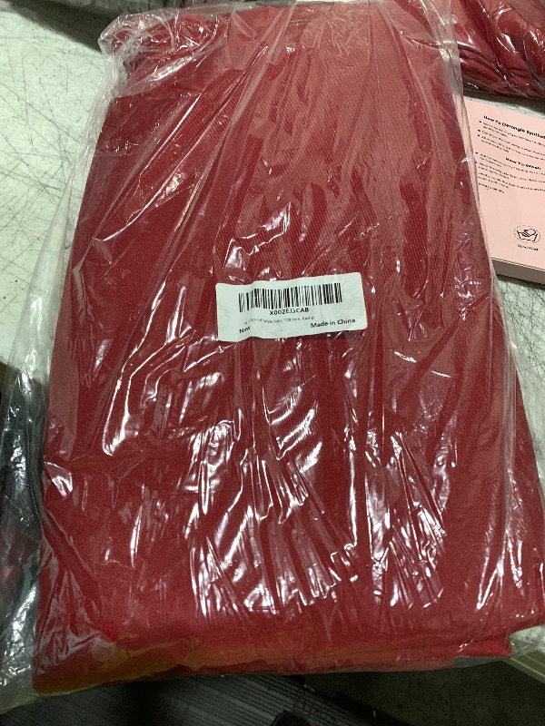 Photo 1 of sancua Round Tablecloth - 108 Inch - Water Resistant Spill Proof Washable Polyester Table Cloth Decorative Fabric Table Cover for Dining Tables, Buffet Parties and Camping, Red