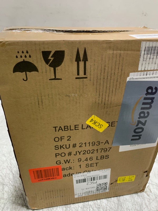 Photo 1 of Kyrid 23.5'' Glass Table Lamp Set of 2 for Living Room with USB Ports and AC Outlets(Bulbs Included)
