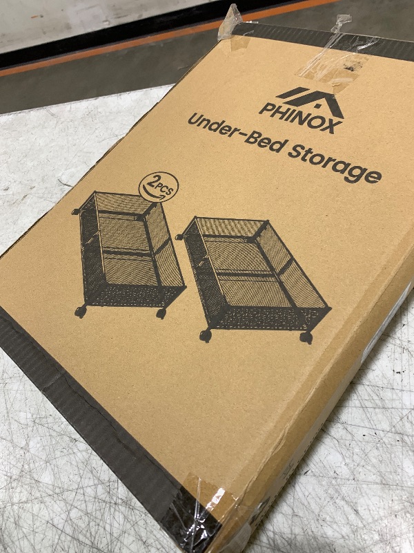 Photo 1 of Under Bed Storage Containers with Wheels, Under Bed Shoe Storage Organizer Drawer, Tool-free Assembly Metal Storage Containers for Bedroom Clothes Shoes Blankets -2PCK