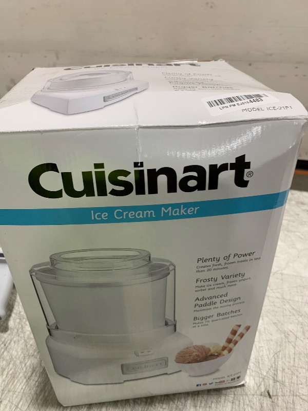 Photo 1 of Cuisinart Ice Cream Maker Machine, 1.5 Quart Double Insulated Machine, Sorbet and Frozen Yogurt Maker, Ready in 20 Minutes, ICE-21P1, White