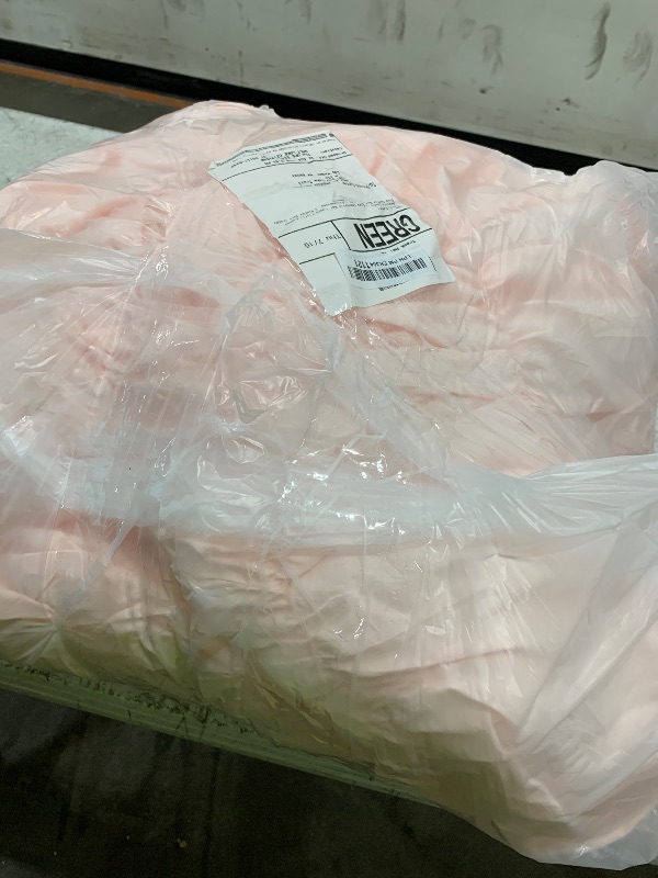 Photo 1 of CAPALOCA Pink Full Size Comforter Set - Boho Fluffy Ruched Bedding Comforter Set with 2 Pillowcases, 3 Pieces Soft Shabby Chic Ruffle Bed Set for All Season