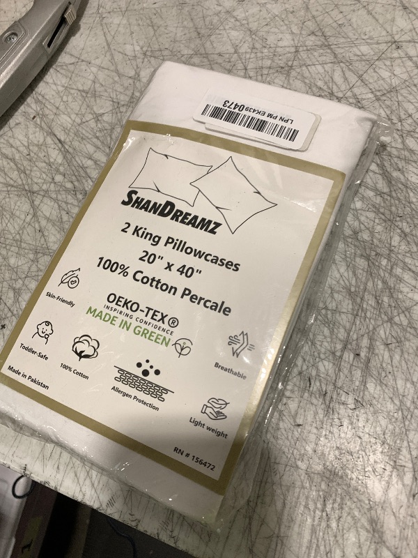Photo 1 of 100% Cotton Percale Pillowcases, 2 Pack Pillow Cases, Soft & Breathable Pillow Covers, Light Weight Fabric, Smooth Airy Weave, for Her or Him (White King Size 20x40, 2)