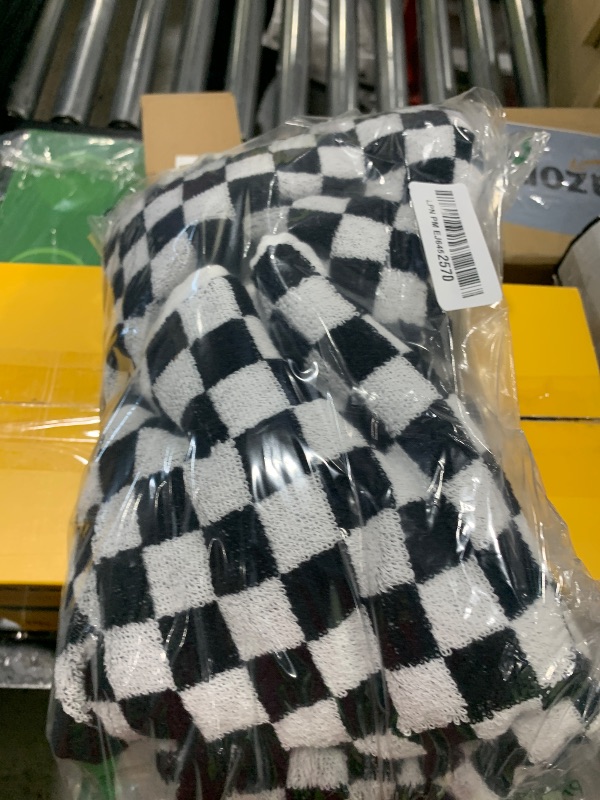 Photo 1 of Black and White Hand Towels for Kitchen 4 Pack Cotton, Decorative Bathroom Towels Checkered Decor Farmhouse Cute for Men Women Gifts, 13" x 29"