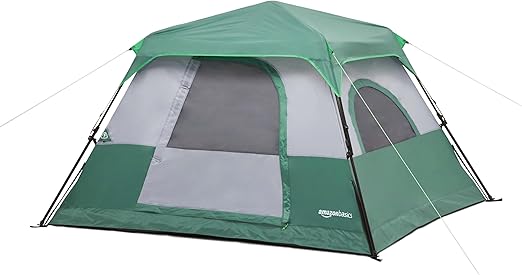 Photo 1 of Amazon Basics Instant Camping Tent with Rainfly, Weather-Resistant, Quick Setup 4/6 Person
