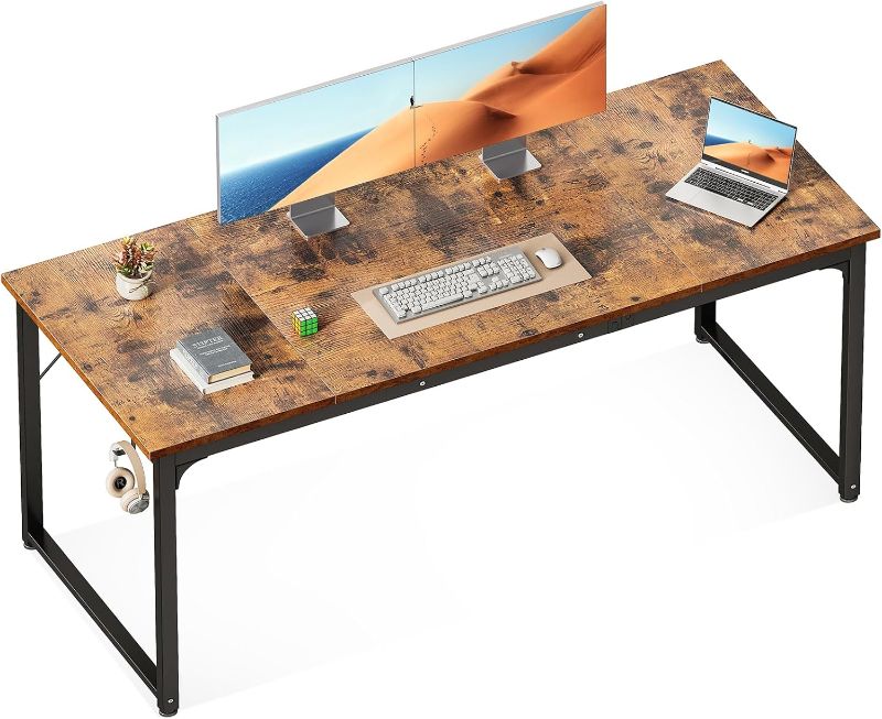 Photo 1 of ODK 63 Inches Large Computer Desk for Home Office, Modern Desk for Small Spaces, Writing Desk with Headphone Hooks, Vintage