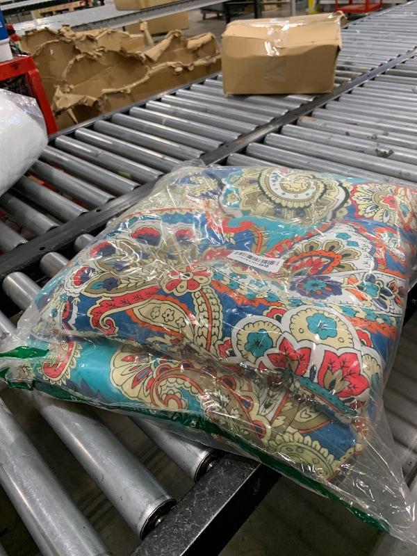 Photo 1 of Makimoo 2-Pack Outdoor/Indoor Wicker Patio Seat Cushion Pad with Ties - Decorative Dining Chair Cushion, 17" x 17" (Blue Trumpet Flowers)