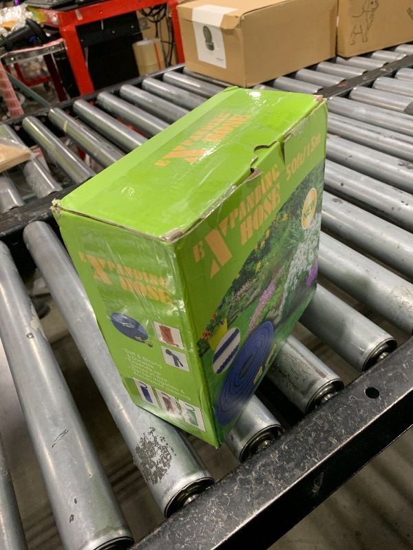 Photo 1 of 50 ft Expandable Garden Hose - Durable 3750D Fabric, 4-Layer Latex Core, Solid Brass Connectors Expanding Water Hose - 10 Spray Nozzles & Convenient Storage Bag Included