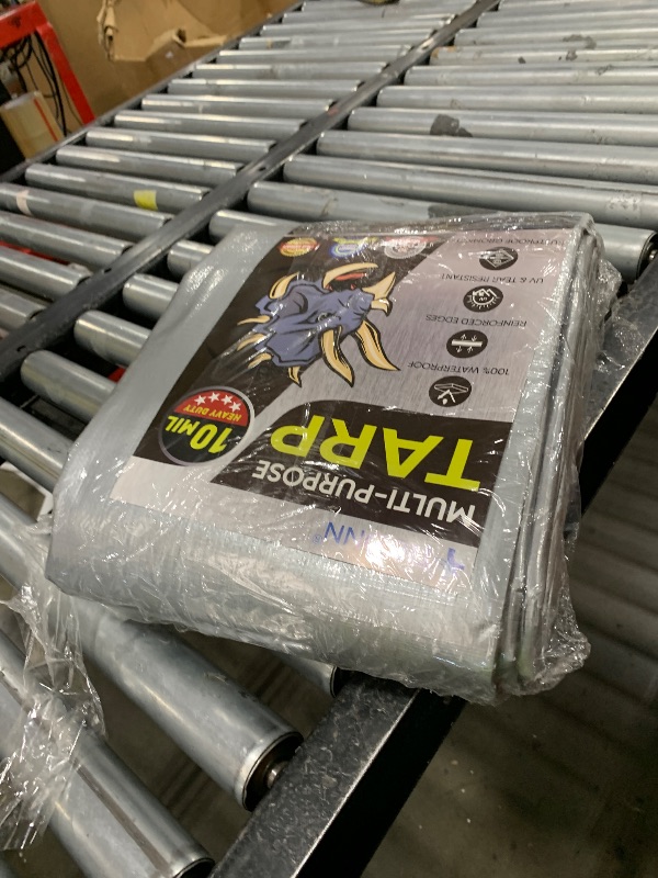 Photo 1 of TICONN Heavy Duty Tarp Cover, Extra Thick Tarps Waterproof Tear and Rip Proof UV Resistant Tarpaulin with Reinforced Grommets and Edges (10 Mil, 12'x16')