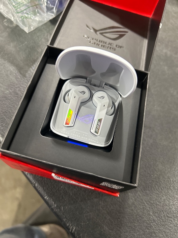 Photo 1 of ASUS ROG Cetra True Wireless Gaming Headphones (2.4 GHz & Bluetooth 5.3, ROG SpeedNova, 24-bit 96 kHz Audio, Bone-Conduction AI Microphones, Adaptive ANC, 46-Hour Battery Life)- Moonlight White