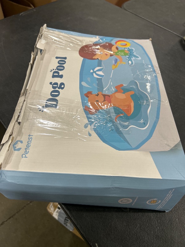Photo 1 of Peteast Foldable Dog Pool with Sturdy Round Design, Extra Large Portable Pet Bathtub, Durable 64" Diameter Portable Design for Backyard & Indoor Use (Includes 2 Flying Disks)