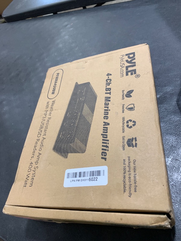 Photo 1 of Pyle 4-Channel Bluetooth Marine Amplifier - Compact Power 400 Watt RMS 4 OHM Full Range Monoblock Stereo & Waterproof - Wireless Bluetooth Receiver Audio Speaker with LCD Digital Screen PFMRA450BW