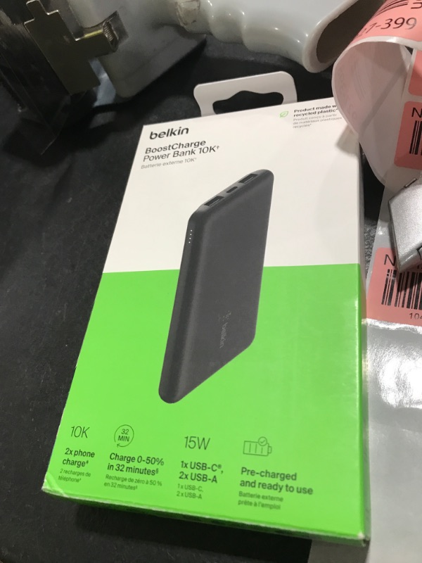 Photo 1 of Belkin Portable Charger, USB C Power Bank 10000 mAh w/ 2xUSB-A Ports, 15W w/ Type-C to Type-A Cable for iPhone 16, 16 Plus, 16e, Samsung Galaxy S25, Nintendo Switch 2, & More - Black