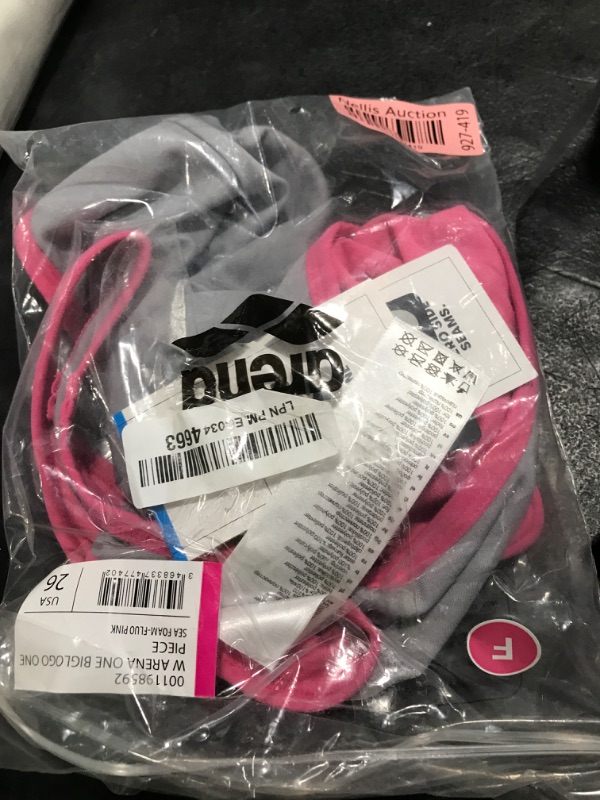 Photo 1 of ARENA Women's Standard One Big Logo Swimsuit, Sea Foam/Fluo Pink