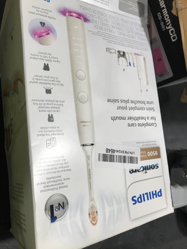 Photo 1 of Philips Sonicare DiamondClean Smart 9500 Electric Toothbrush, Sonic Toothbrush with App, Pressure Sensor, Brush Head Detection, 5 Brushing Modes and 3 Intensity Levels, White, Model HX9923/01