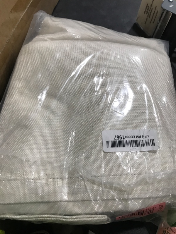 Photo 1 of 100% Blackout Shield Linen Blackout Curtains for Bedroom 72 Inches Long, Back Tab/Rod Pocket Living Room Drapes, Thermal Insulated Blackout Curtains 2 Panels Set, 50" W x 72" L, Light Cream