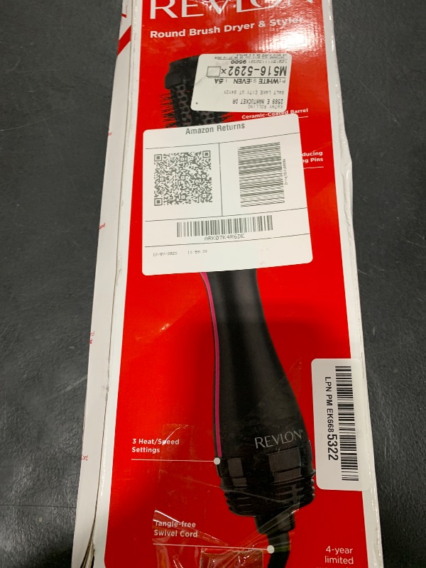 Photo 1 of REVLON One-Step Hair Dryer and Styler - Root Booster Round Brush for Styling, Dryer Brush for Fast and Easy Salon-Quality Blowout, More Shine and Less Frizz (1-1/2 in)