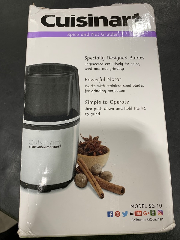 Photo 1 of Cuisinart SG-10 Electric Spice-and-Nut Grinder, Stainless/Black, Mini