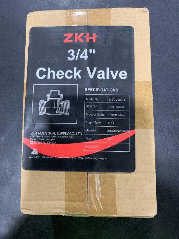 Photo 1 of ZKH 2PCS 3/4" NPT Horizontal Check Valve, Stainless Steel Non Return Swing Check Valve for Oil Water Gas Air?3/4", DN20?
