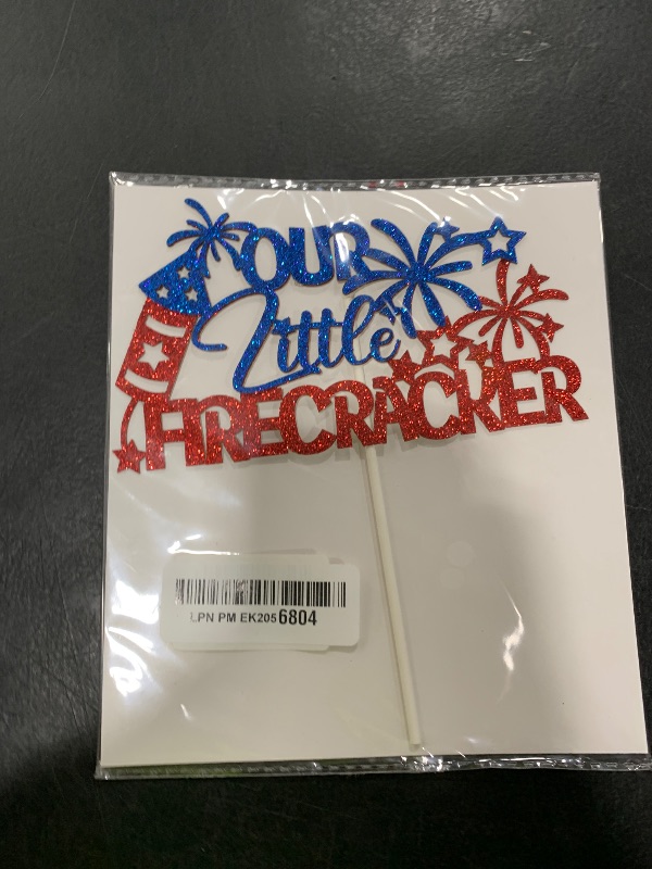 Photo 1 of Our Little Firecracker Cake Topper, 4th of July Welcome Baby, Patriotic Independence Day/Memorial Day Theme Gender Reveal/Baby Shower/First Birthday Party Decorations Supplies