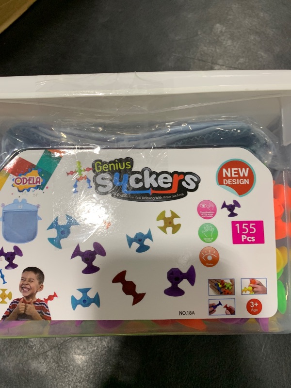 Photo 1 of ODELA Genius Suckers 155Pcs Suction Toy Kids Sensory Toys – Baby Toy Suckers Building Toys – STEM Development Sucker Toys for Kids – Colorful Suction Toy for 3 Year Olds – Interactive Bath Toy Set