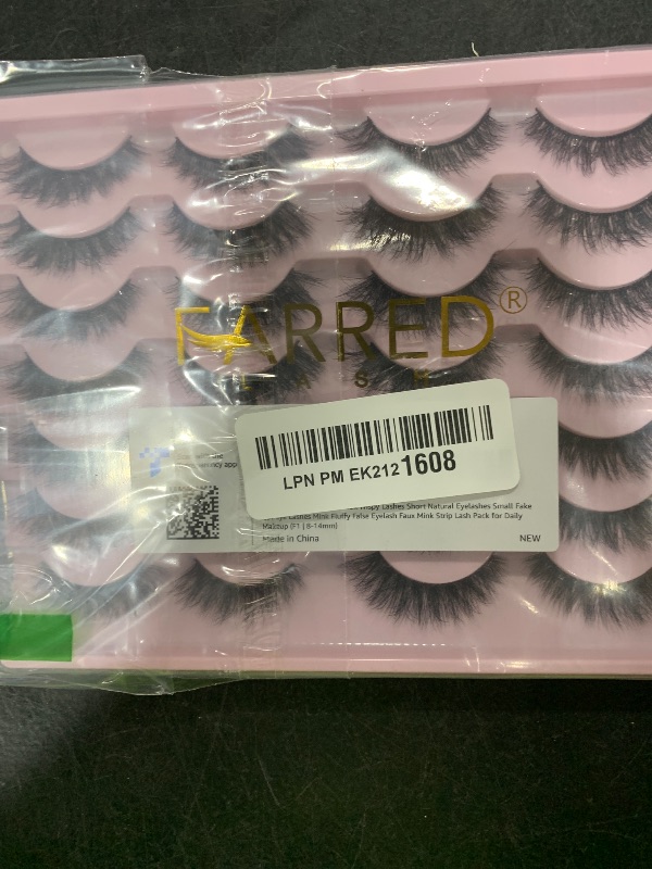 Photo 1 of FARRED Natural Lashes Short Eyelashes Wispy False Mink Lash Pack 14 Pair Natural Look Fluffy Cat Eye Strip Eyelash Small Fake Lashes Full Pestañas Sets for MUA and Beginners Daily Makeup (F1 | 8-14mm)