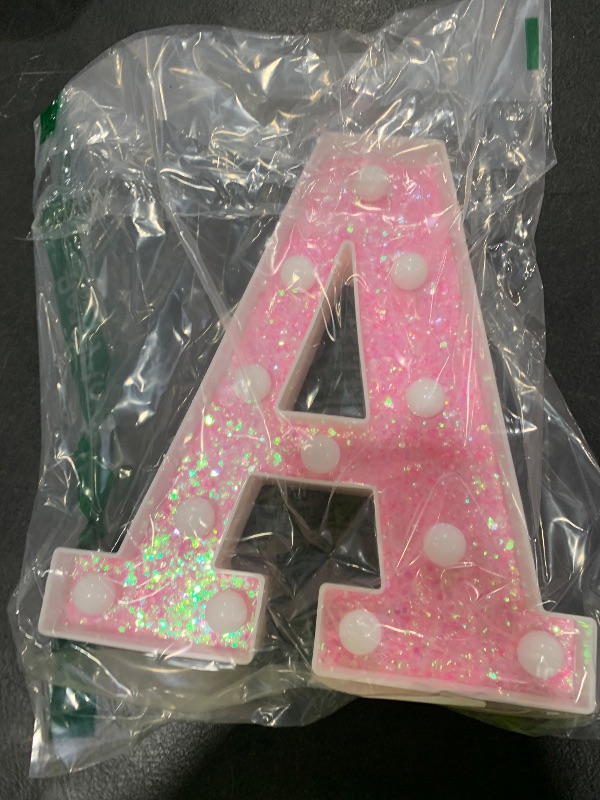Photo 1 of Pooqla LED Marquee Letter Lights, Light Up Pink Letters Glitter Alphabet Letter Sign Battery Powered for Night Light Birthday Party Wedding Girls Gifts Home Bar Christmas Decoration, Pink Letter A