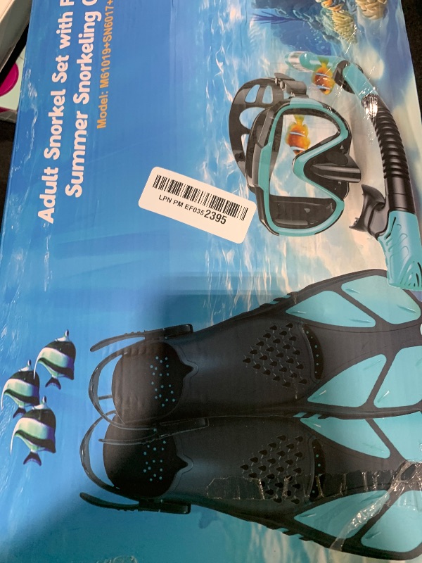 Photo 1 of Ubekezele Snorkeling Gear for Adults Men Women,4 in 1 Snorkel Set with Panoramic View Diving Mask Anti-Fog Anti-Leak,Dry Top Snorkel,Fins and Travel Bag for Swimming,Snorkeling and Travel Diving