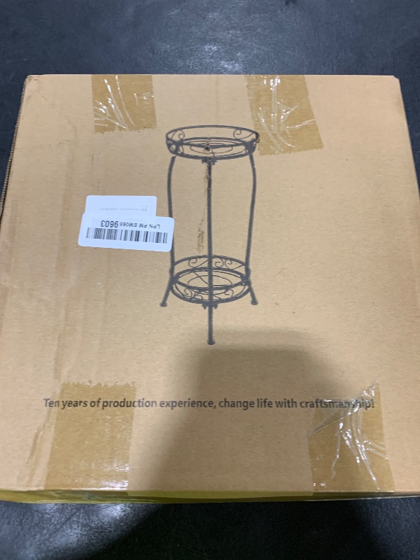 Photo 1 of Plant Stand Indoor Outdoor 2 Tier 27" Tall Metal Potted Holder Rack Flower Pot Stand Heavy Duty Plant Shelf Rustproof Iron Multiple Plant Round Supports Rack for Planter Corner Garden Balcony Patio