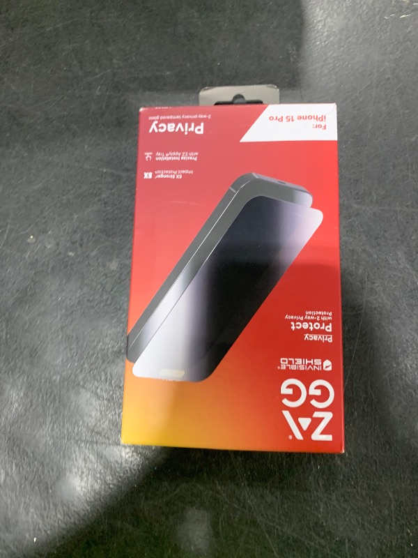 Photo 1 of ZAGG InvisibleShield Glass Elite Privacy iPhone 15 Pro Screen Protector - 5X Stronger with Reinforced Edges, 2-Way Privacy Filter, Scratch & Smudge-Resistant Surface, Easy to Install