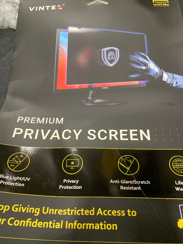 Photo 1 of VINTEZ 19 Inch 16:10 Privacy Screen for Computer Monitor and Laptop - Anti Glare Protector Film Blue Light Filter Eye Protection - Computer Screen Privacy Shield, [1 Pack]