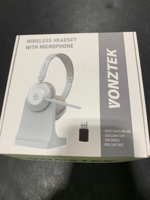 Photo 1 of Wireless Headset, QCC 5.2 Bluetooth Headset with Microphone Noise Canceling/USB Dongle, Wireless Headphones with CVC 8.0 Dual Mic/Charging Dock for Office Remote Work Teams Meetings Computer Phone