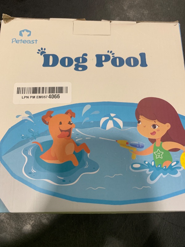 Photo 1 of Peteast Foldable Dog Pool with 2 Flying Disks, Durable Hard Plastic Dog Swimming Pools for Large Dogs, Collapsible Pet Pool for Backyard & Indoor, Ideal Kiddie Pools for Dogs and Kids, 32 in