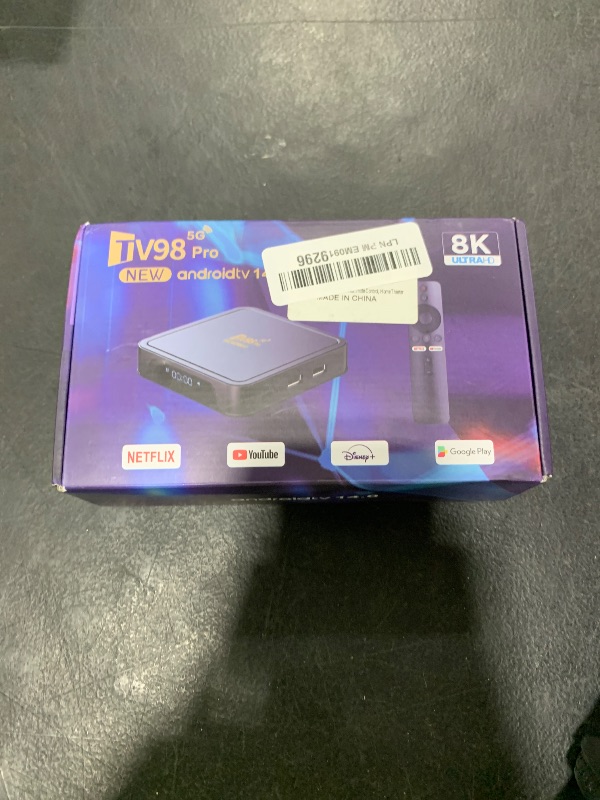 Photo 1 of TV98 PRO 8K@60fps HDMI Media Player for USB Drive and TF Card, HD Digital Signage Player, Android 14.0 Box 2GB RAM 16GB ROM, H.265/MP4/MKV/MOV/AVI, Multi-Video Decoder, Remote Control, Home Theater