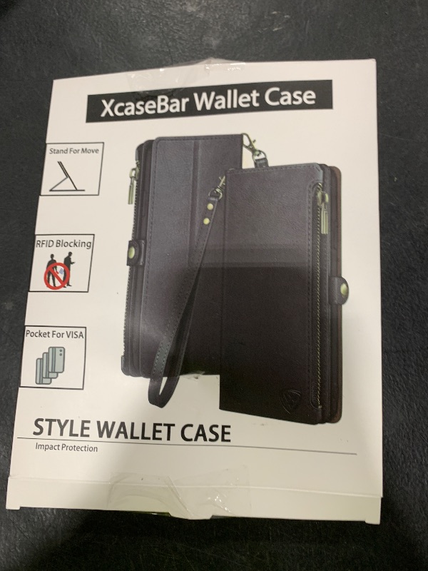Photo 1 of XcaseBar for iPhone 15 6.1" Wallet case with Zipper Credit Card Holder RFID Blocking,Flip Folio Book PU Leather Shockproof Strap Protective Cover Women Men for Apple 15 Phone case Black