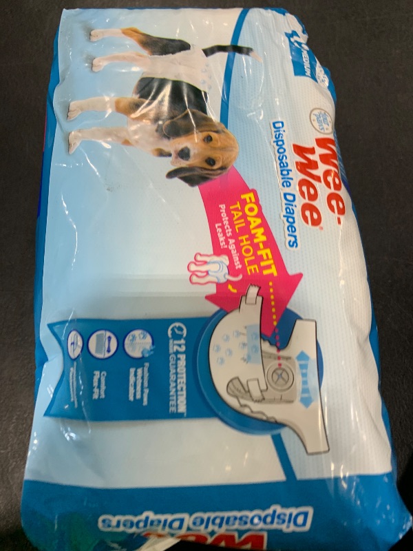 Photo 1 of Four Paws Wee-Wee Super Absorbent Disposable Adjustable Dog Potty Training Diapers, Leak-Proof Protection for Puppies and Medium Dogs, Extra Small, 12 Count