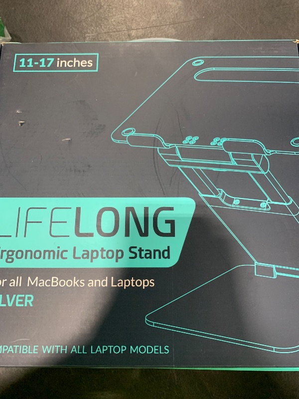 Photo 1 of Laptop Stand for Desk, Ergonomic Sit to Stand Laptop Holder Convertor, Adjustable Height from 2.1" to 13.8", Supports up to 22lbs, Compatible with MacBook, All Laptops Tablets 11-17" - Silver