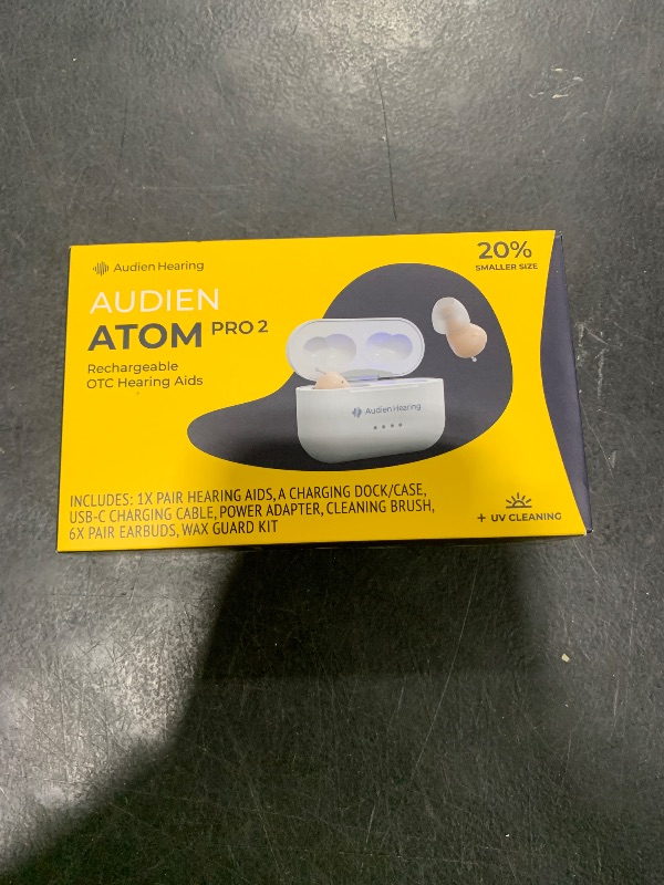 Photo 1 of Audien ATOM PRO 2 Wireless Rechargeable OTC Hearing Aid, Premium Comfort Design and Nearly Invisible