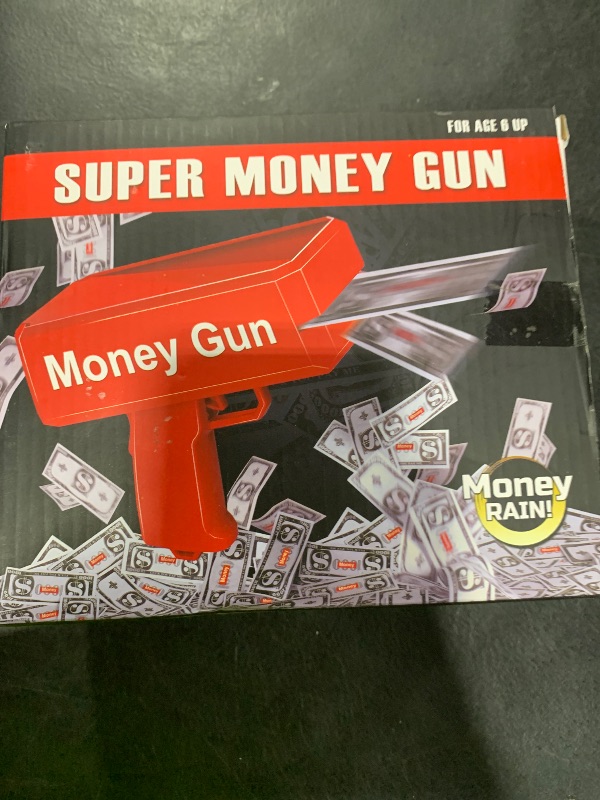 Photo 1 of Metallic Gold Money Gun Shooter and 101 PCS Props (No Real Function) 3 AA Batteries, Money Gun That Shoot Money, Make It Rain Money Thrower Gun Handheld Fake Gun Toy Party Supplies