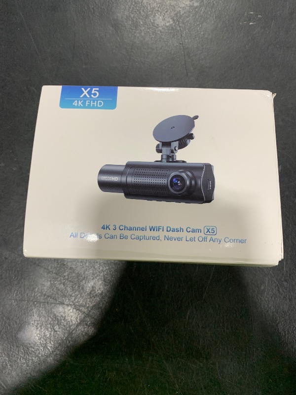 Photo 1 of Miden X5 4K WiFi Dash Cam Front and Rear Inside, 2160P+1080P+1080P FHD 3 Channel Dash Camera for Cars, 360° All Sides Dashcam, Free 64G SD Card, G-Sensor, WDR, Night Vision, 24H Parking Monitor