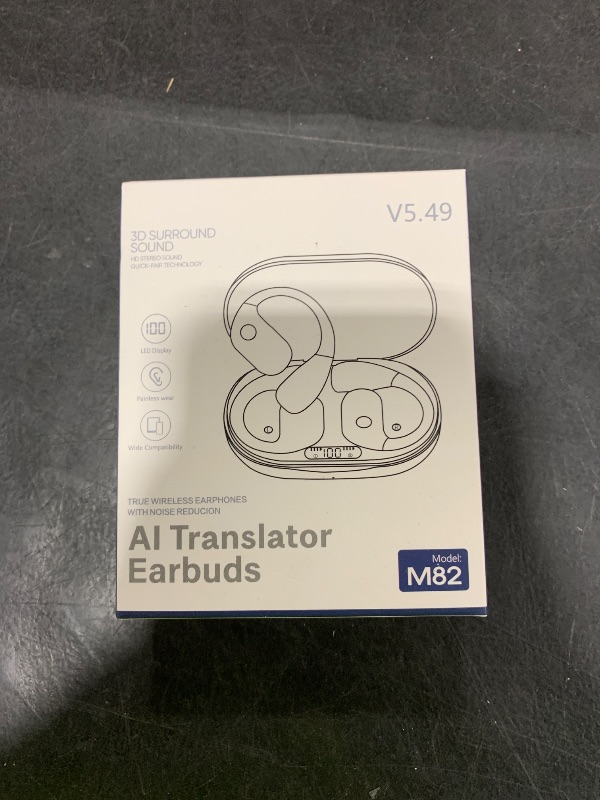 Photo 1 of AI Language Translator Earbuds, OWS Real-Time 3-in-1 Translation Earbuds 144 Languages & Accents, Audifonos Traductores Inglés Español, Translation Device for Travel Business, Transparent White