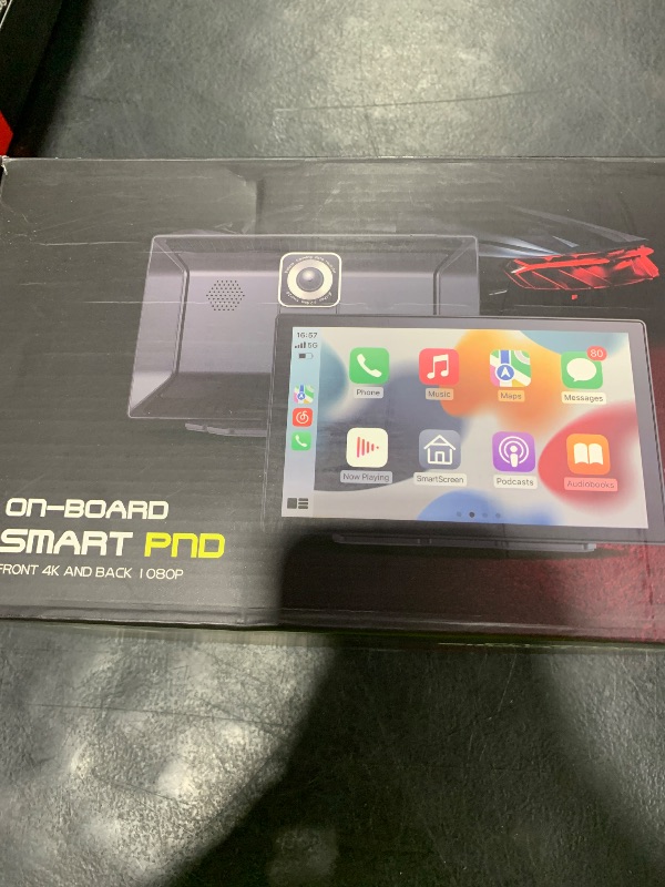 Photo 1 of Wireless CarPlay Screen - 9'' Portable Car Stereo with 4K Dash Cam, 1080P Backup Camera, Satellite Radio, Apple CarPlay & Android Auto, GPS Navigation/AirPlay/Voice Control