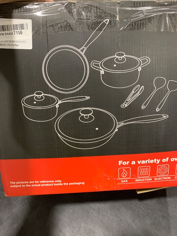 Photo 1 of TalingMA 10 Pcs Non Stick Pots and Pans Set with Lids, Hybrid Stainless Steel Cookware Set, Skillet,Stock Pot,Frying Pan,Kitchen Cooking Utensils,Non Toxic,Induction,Dishwasher Safe