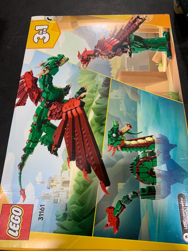 Photo 1 of LEGO Creator 3 in 1 Medieval Dragon Toy - Building Toy with 3 Build Options, Dragon, Sea Serpent, or Phoenix - Fantasy Set for Kids, Boys and Girls, Ages 9+ - Gift Idea for Birthdays - 31161