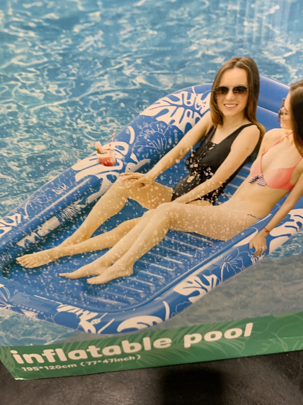 Photo 1 of Inflatable Tanning Pool Lounger Float with Sprinkler, 77" x 48" Pool Floats Adult with Pillow, 6 in 1 Suntan Tub Raft Floatie with Drink Holder Sunbathing Water Lounge