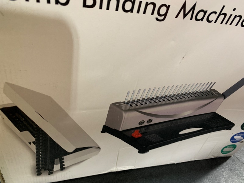 Photo 1 of MAKEASY Binding Machine, 21-Hole, 450 Sheets, Comb Binding Machines with 1 Box Comb Bindings Spines, Comb Binder for Letter Size, A4, A5 Paper